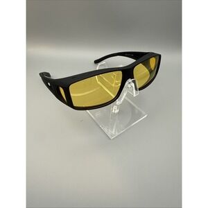 Biker Wrap Sport Safety SUN GLASSES Eyewear Day Night Driving Riding Yellow Lens